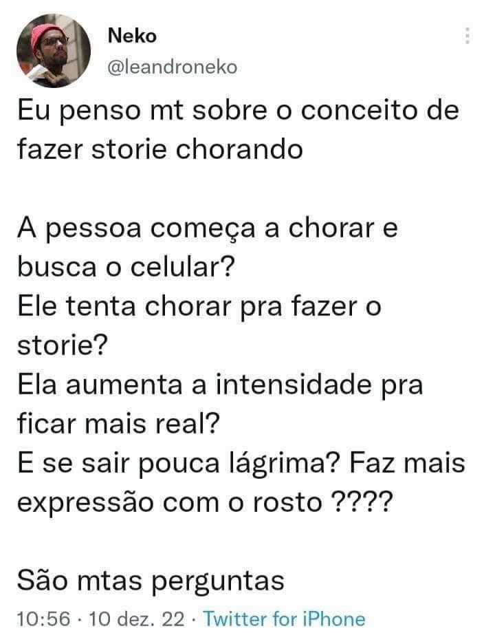 O conceito de fazer Storie chorando O conceito de fazer Storie chorando