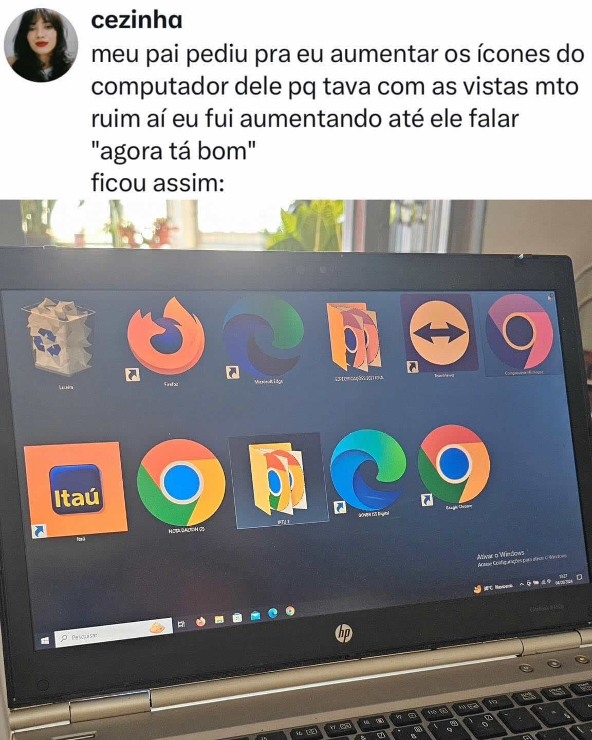 Aumentar os ícones do computador
