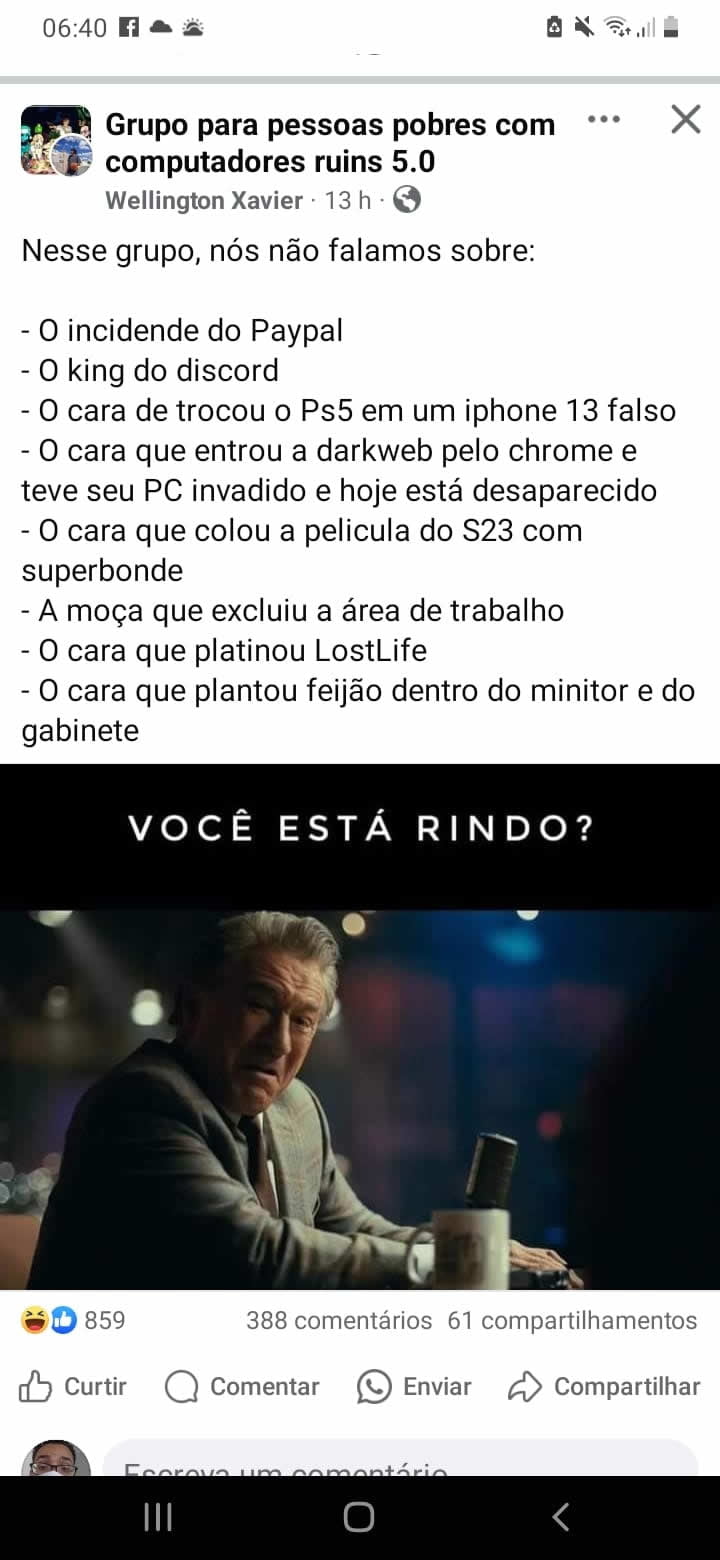 Em um grupo para pessoas pobres