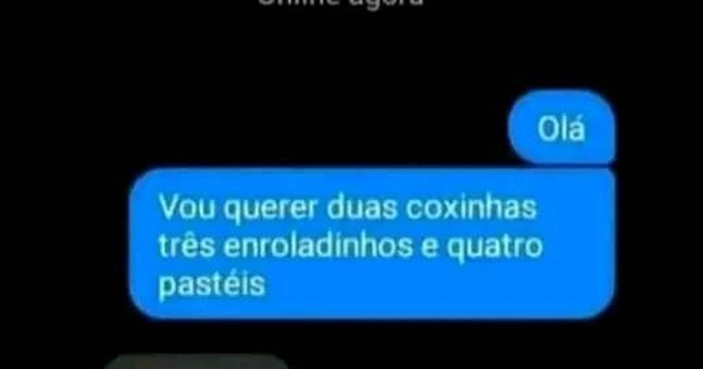 A pessoa pedindo lanches como se estivesse em um boteco A pessoa pedindo lanches como se estivesse em um boteco