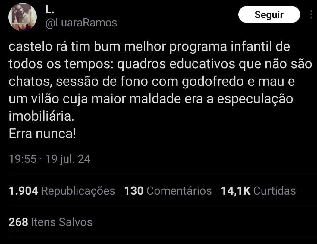 Castelo Rá-Tim-Bum é um patrimônio cultural brasileiro Castelo Rá-Tim-Bum é um patrimônio cultural brasileiro