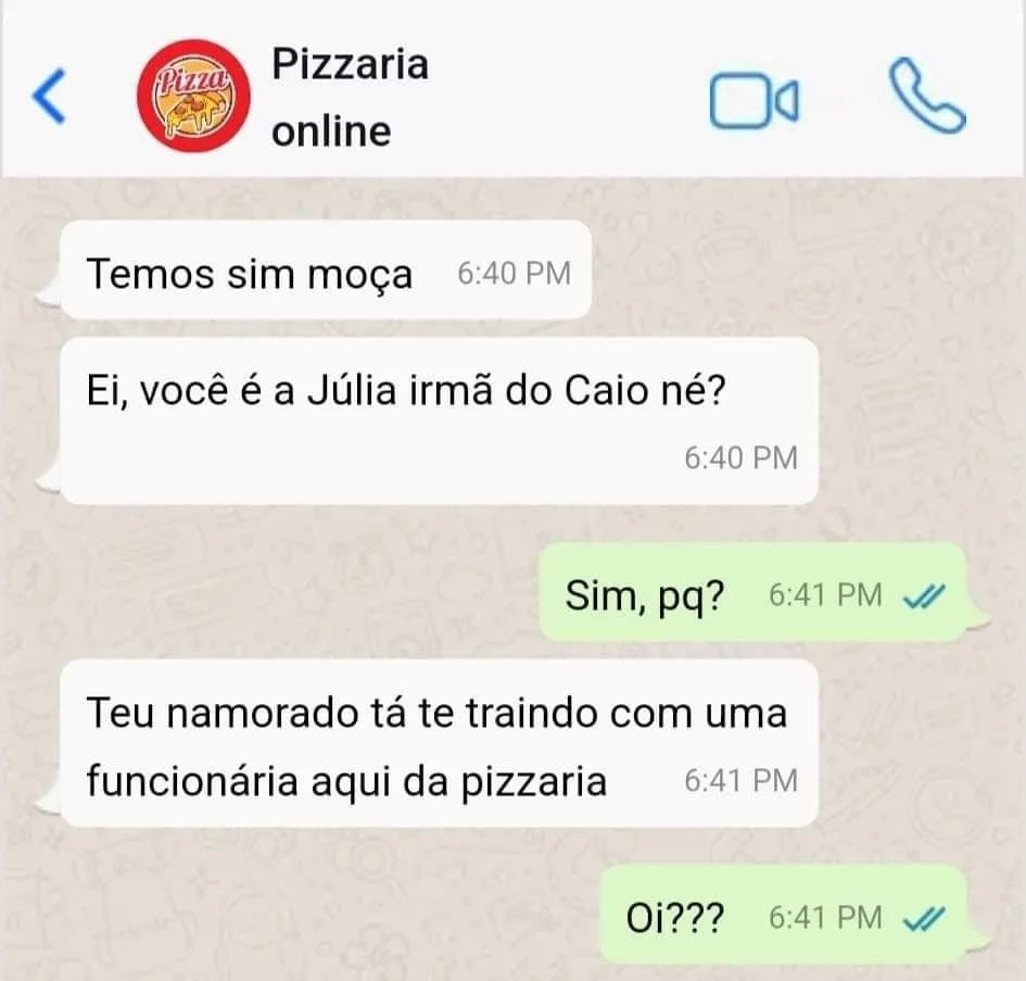 Atendente da pizzaria resolve sair do script