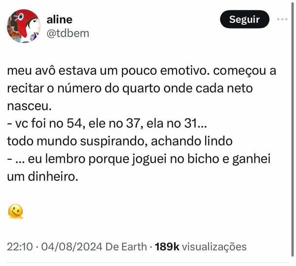 Quando o amor familiar encontra o jogo do bicho!