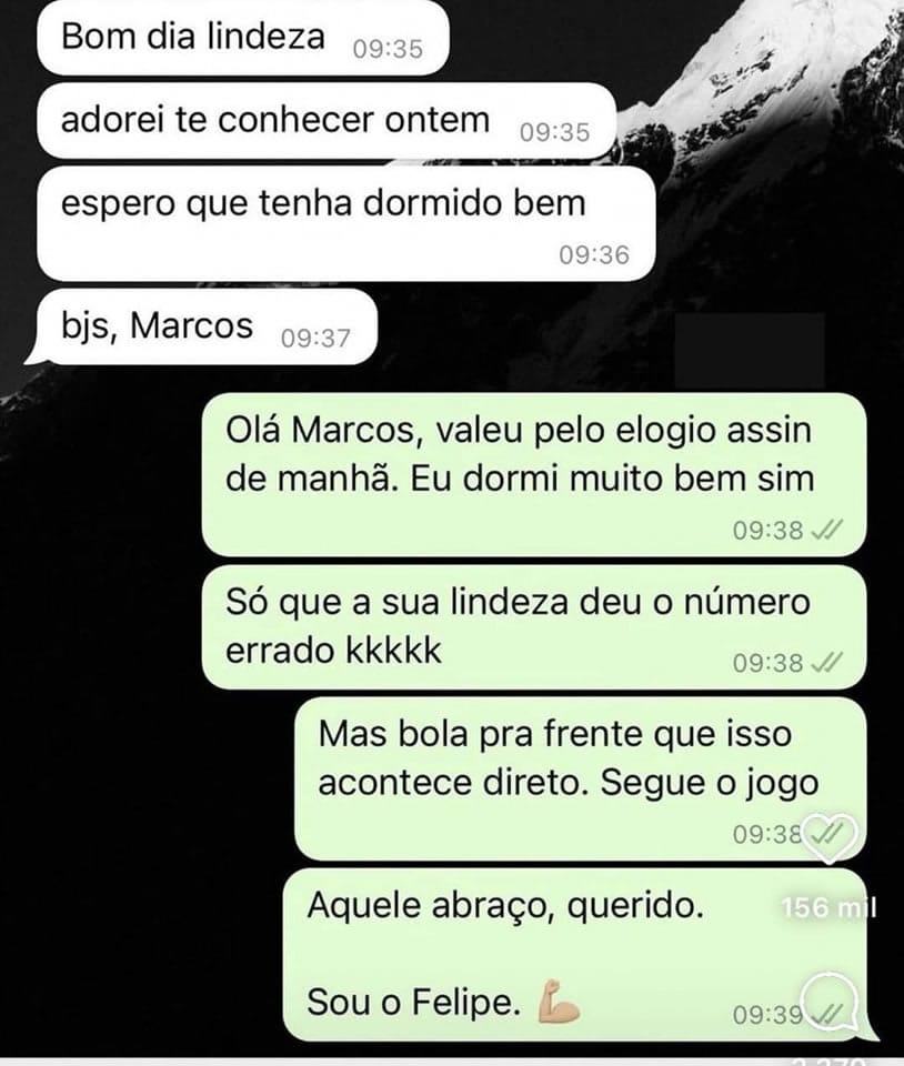 Quando o 'Bom dia, lindinha' vai pro número errado e nasce uma nova amizade virtual! Quando o 'Bom dia, lindinha' vai pro número errado e nasce uma nova amizade virtual!