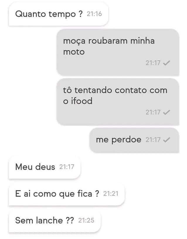 Roubo de moto e a tragédia do lanche: A saga do iFood! Roubo de moto e a tragédia do lanche: A saga do iFood!