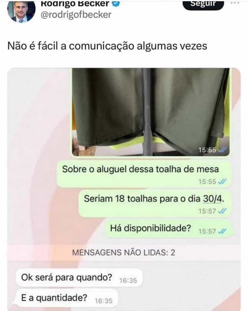 Toalhas de mesa e a arte da comunicação confusa!