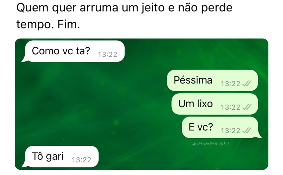 Péssima, um lixo... mas com uma resposta de ouro!