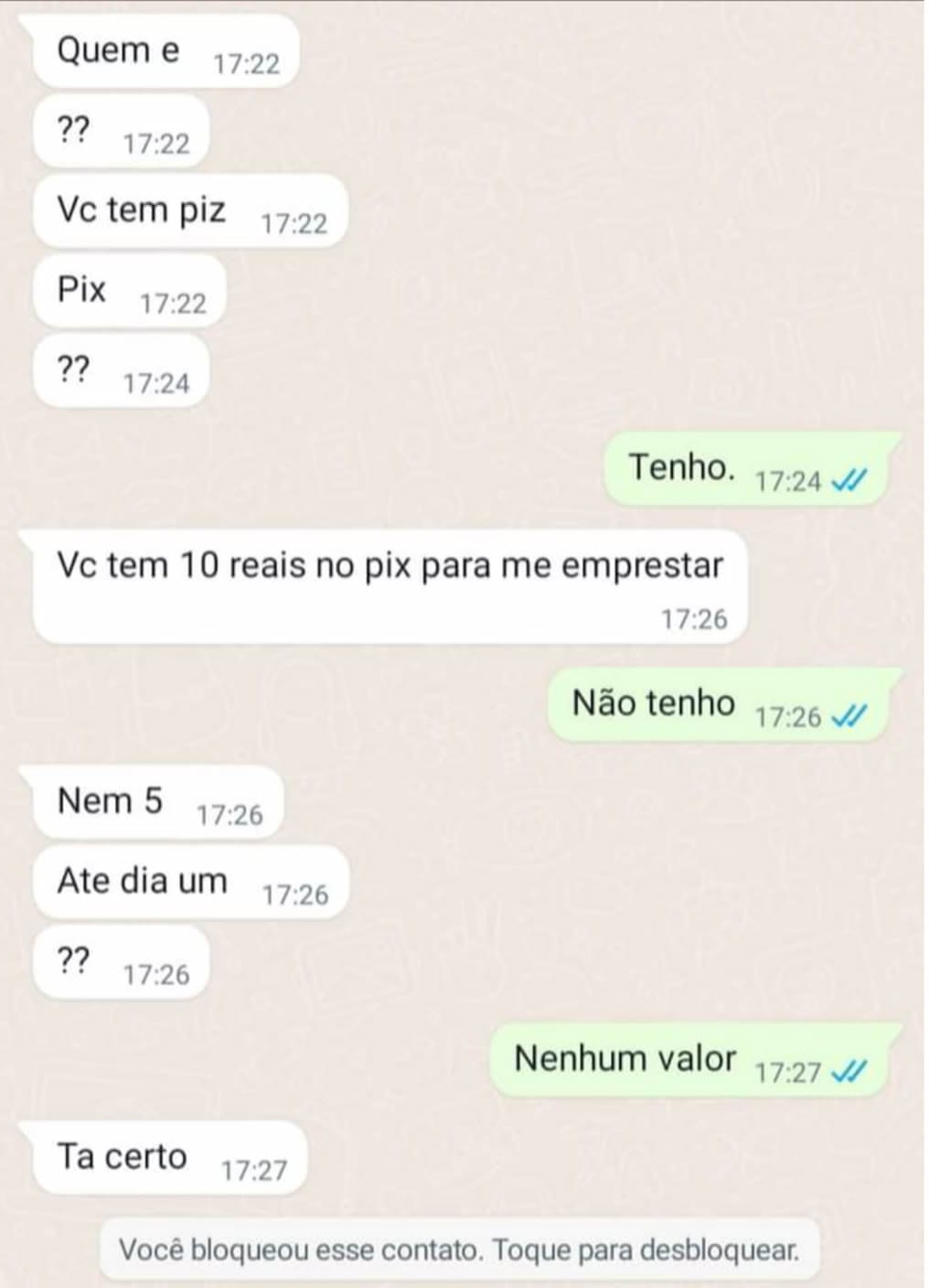 Quando a tentativa de pedir PIX vira novela e termina em ‘tá certo’ (e bloqueio)! Quando a tentativa de pedir PIX vira novela e termina em ‘tá certo’ (e bloqueio)!