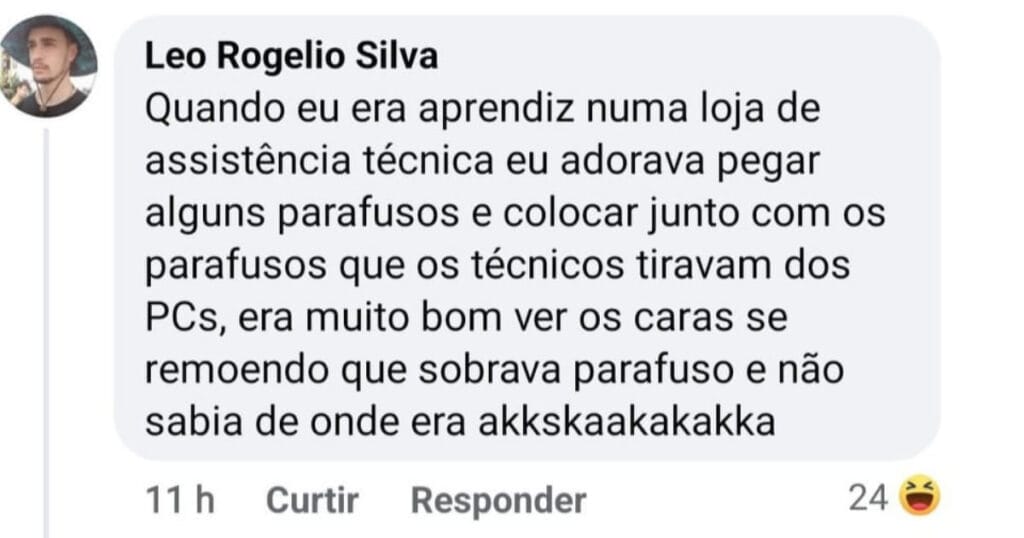 Quando sobrar parafuso é um esporte: O aprendiz do caos na assistência técnica Quando sobrar parafuso é um esporte: O aprendiz do caos na assistência técnica