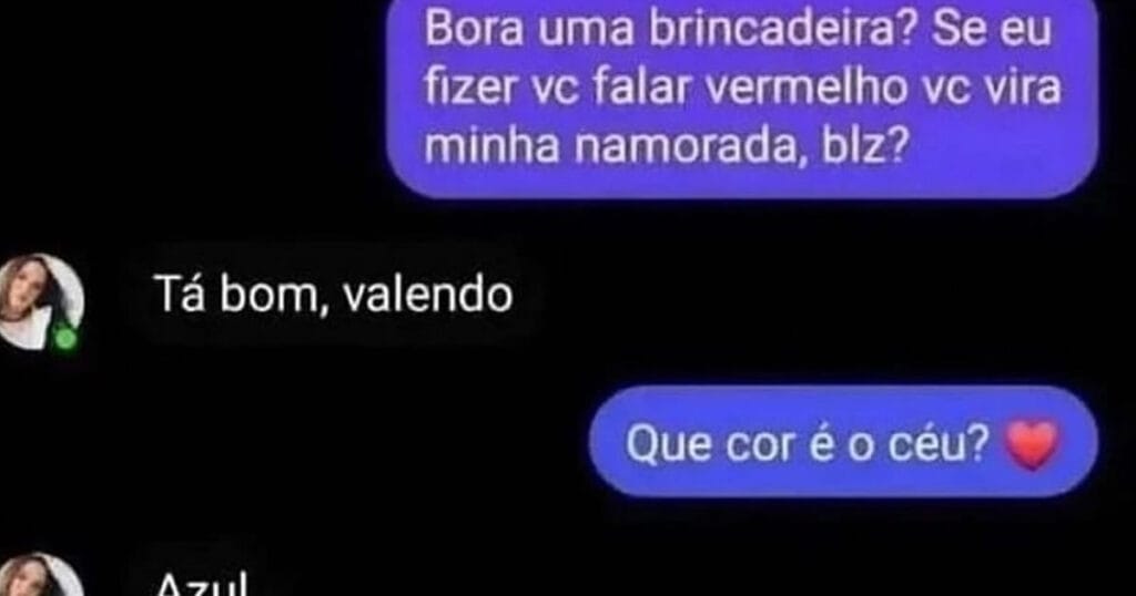 Quando o amor é um jogo de cores no WhatsApp: Azul, vermelho e muito memêro! Quando o amor é um jogo de cores no WhatsApp: Azul, vermelho e muito memêro!