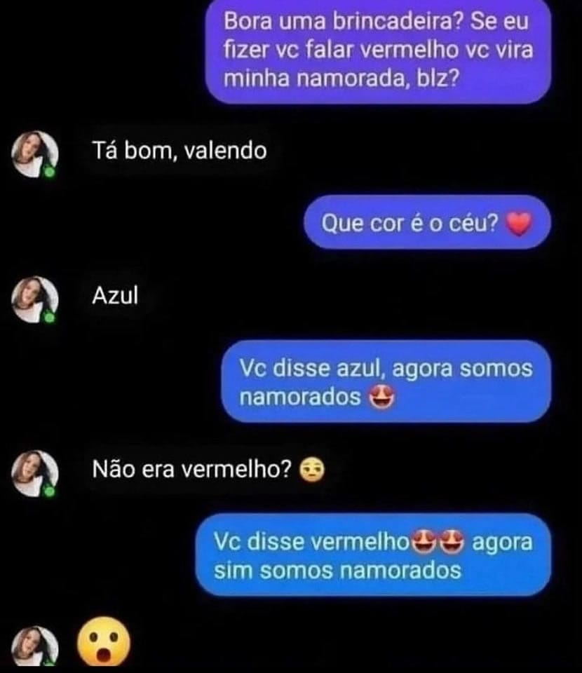 Quando o amor é um jogo de cores no WhatsApp: Azul, vermelho e muito memêro!