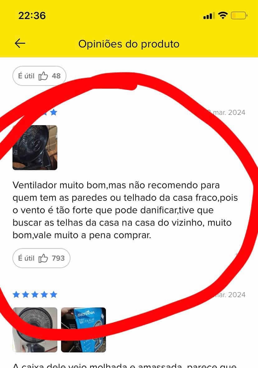 O ventilador furacão: O único que vem com aviso de risco estrutural O ventilador furacão: O único que vem com aviso de risco estrutural