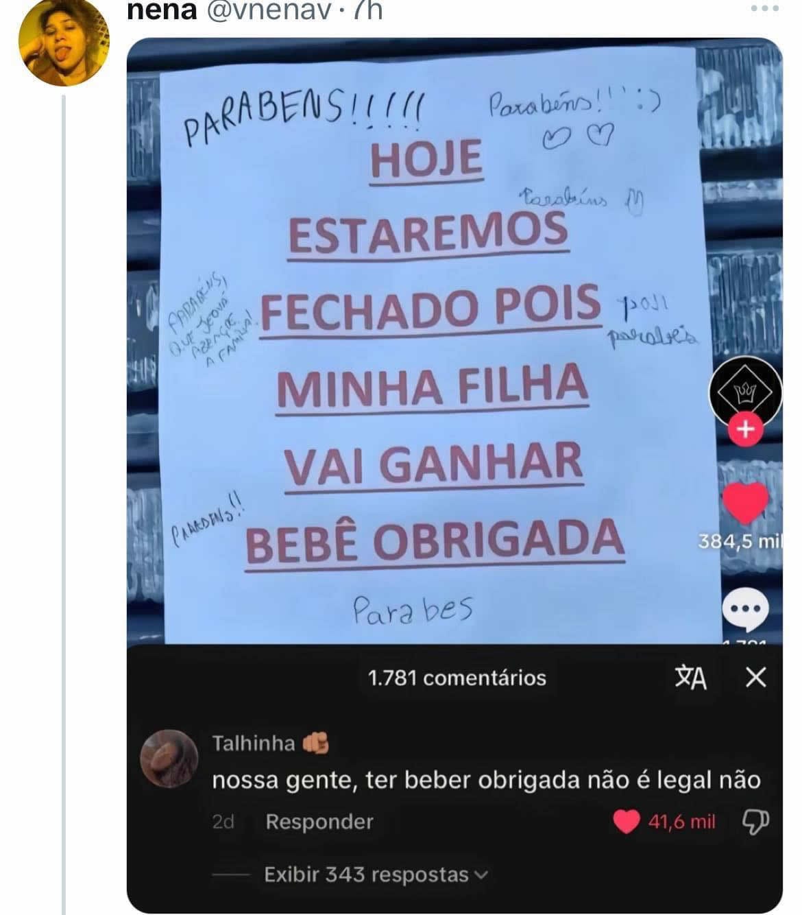 Quando a chegada do bebê vira um cartaz de parabéns e piadas!