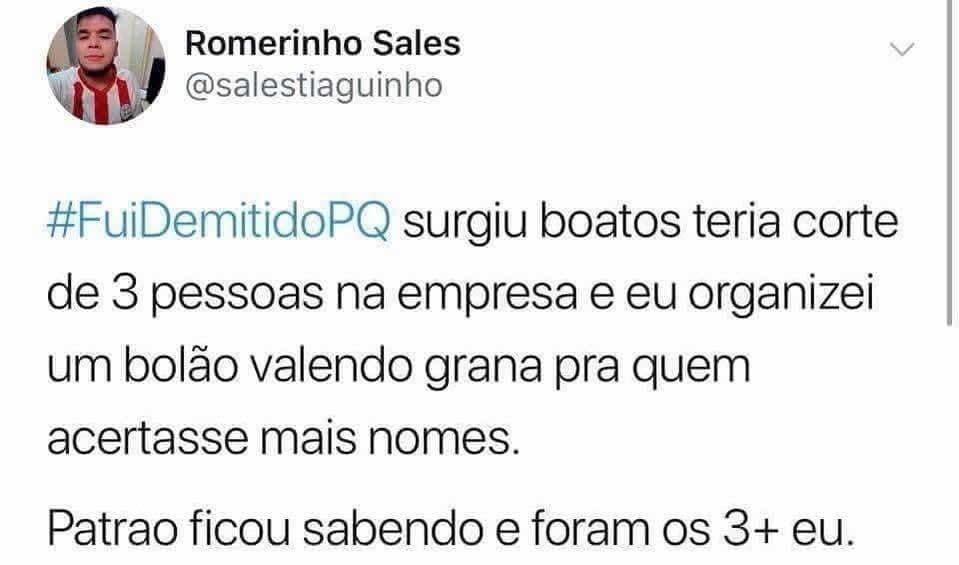 Quando o bolão de demissão saiu pela culatra! Quando o bolão de demissão saiu pela culatra!