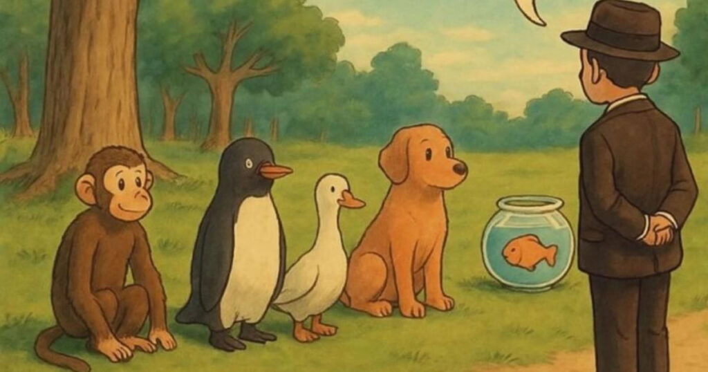 Aula de injustiça: quando até o peixe tem que passar no teste do macaco!