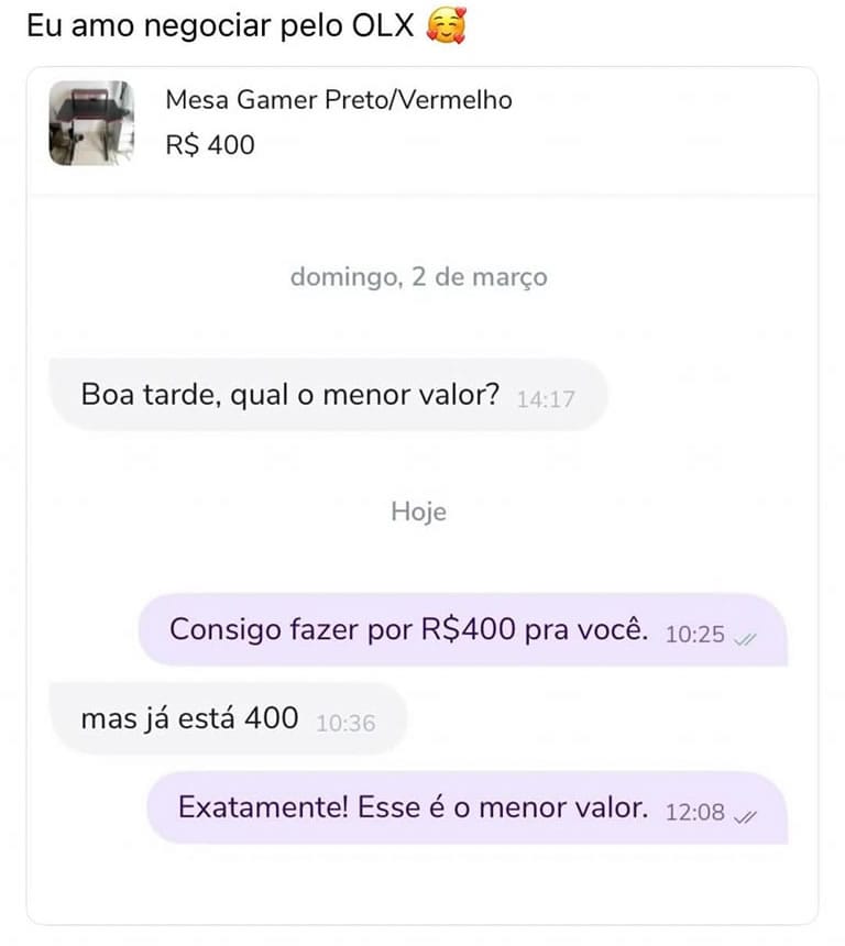 O poder da barganha: 400 por apenas… 400!