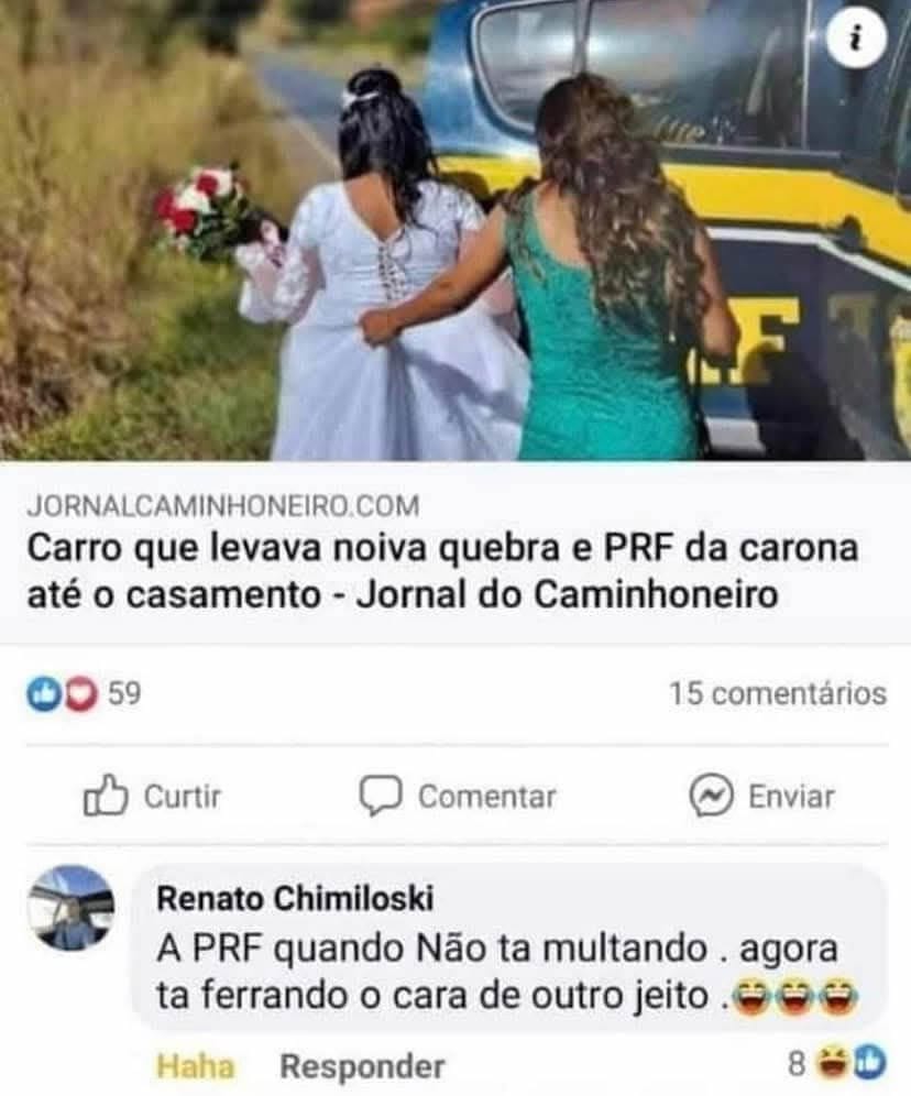PRF vira cupido e leva noiva de viatura até o altar — e o noivo quase desmaia!
