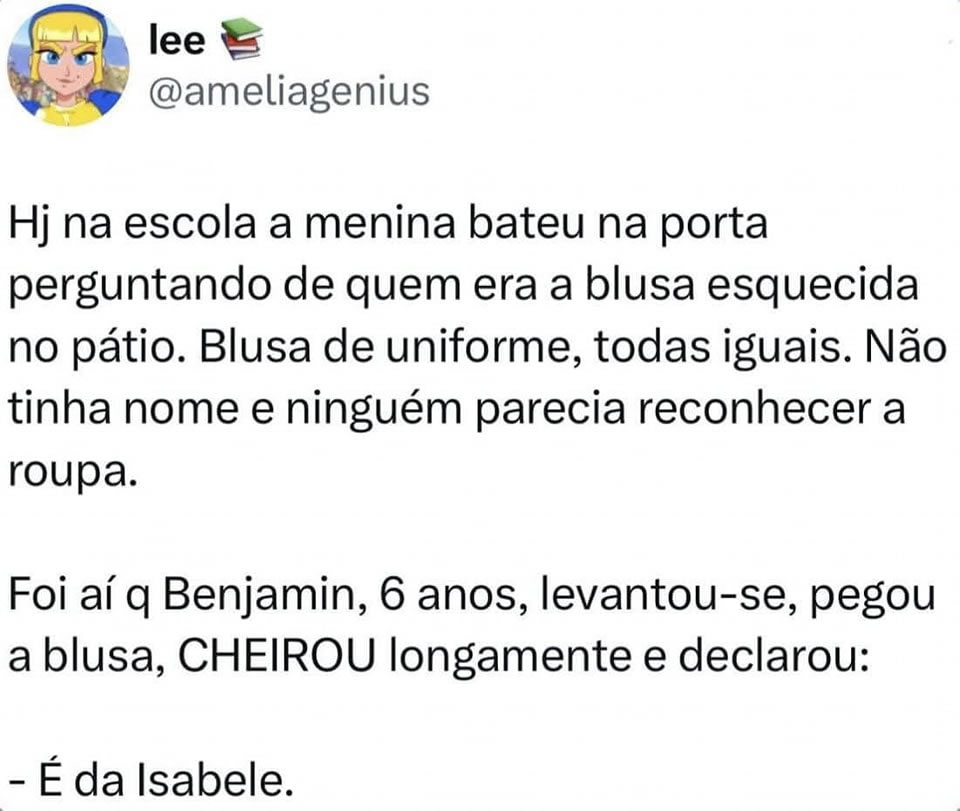 Benjamin, 6 anos: perito forense do amor