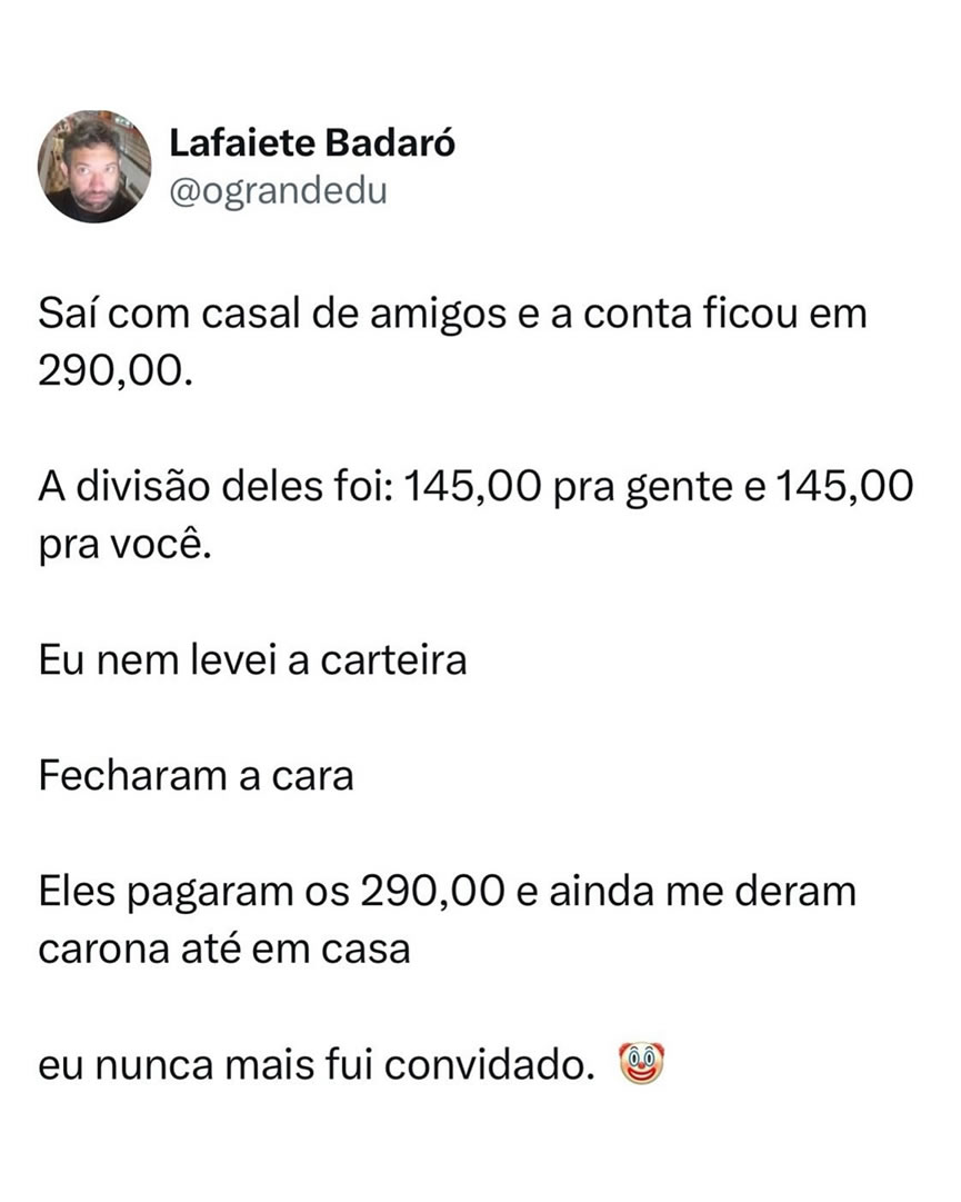 Dividi a conta em três: eles dois e minha cara de pau Dividi a conta em três: eles dois e minha cara de pau