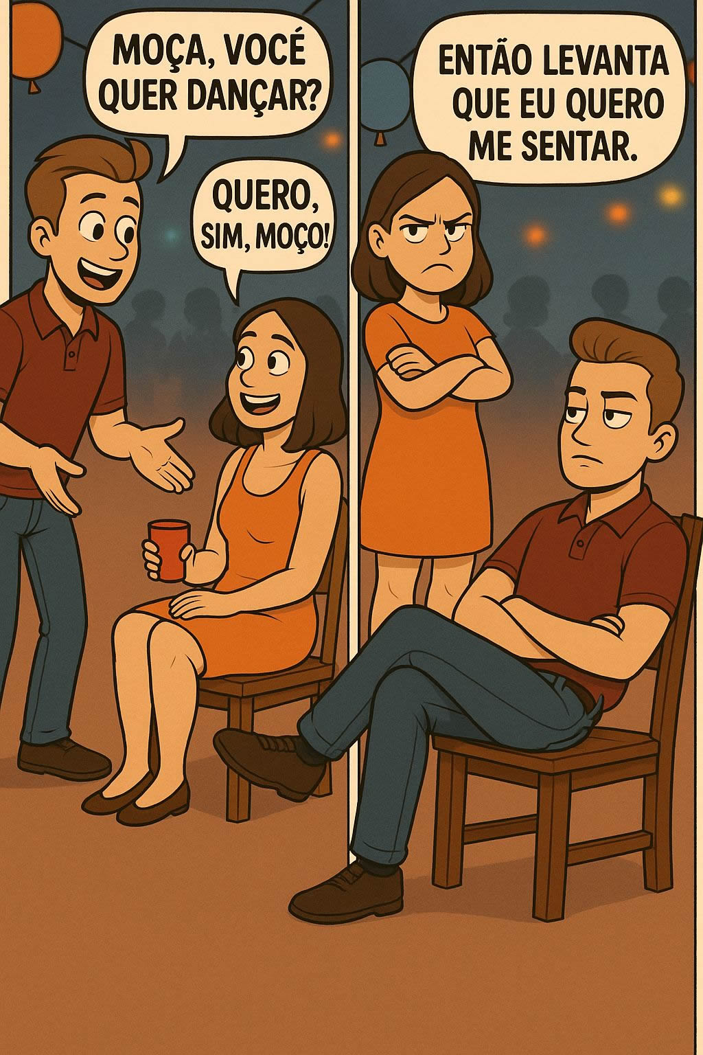 Ele não queria dançar… só sentar! Ele não queria dançar… só sentar!