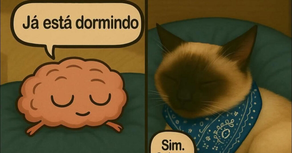 Gato dormindo em paz… até o cérebro gritar: ELA FOI SEM VOCÊ!