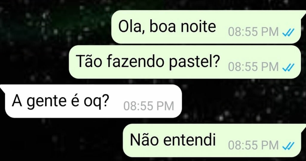 Pastel de confusão com recheio de trocadilho