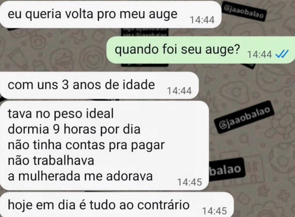 Voltar pros 3 anos é o novo sonho da geração cansada! Voltar pros 3 anos é o novo sonho da geração cansada!