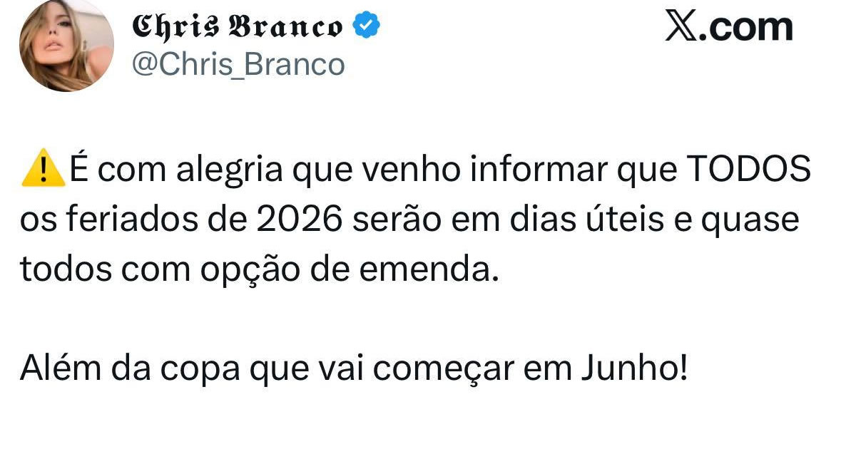 2026, o ano oficial da emenda: Feriado, copa e descanso profundo