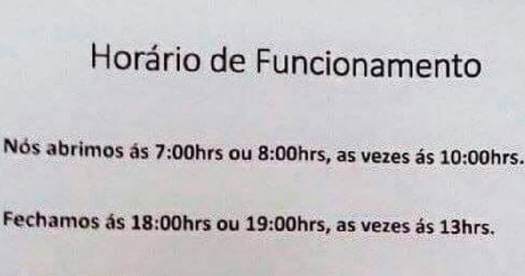 Horário de funcionamento baseado no humor do dia