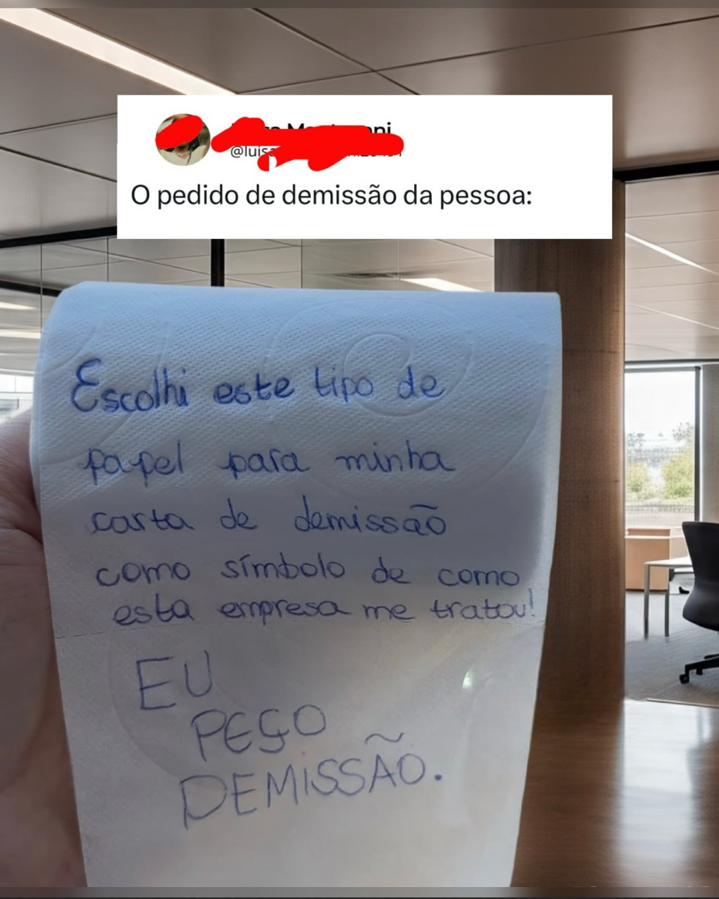 Pedido de demissão em papel higiênico: A despedida mais limpa da firma