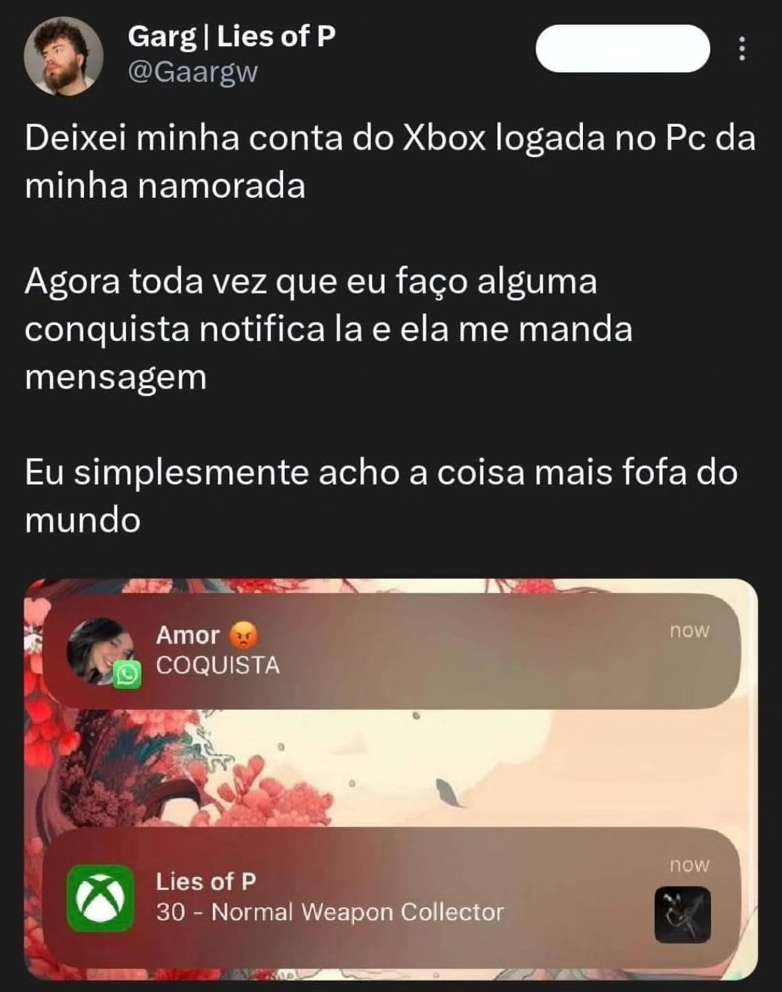Namorada gamer: A notificação mais fofa do Xbox Namorada gamer: A notificação mais fofa do Xbox