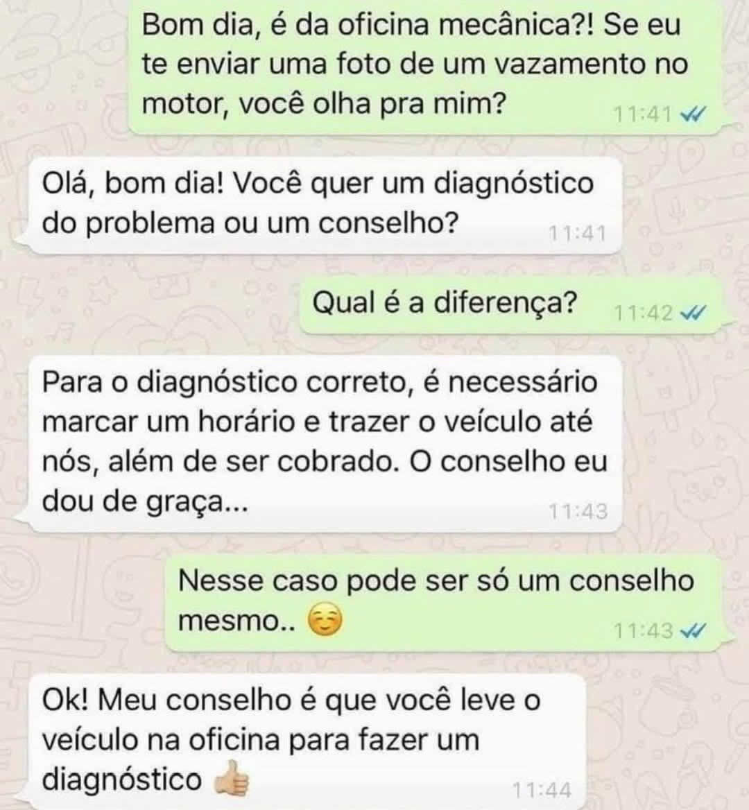 Brasileiro e o dom de achar que zap resolve vazamento de motor