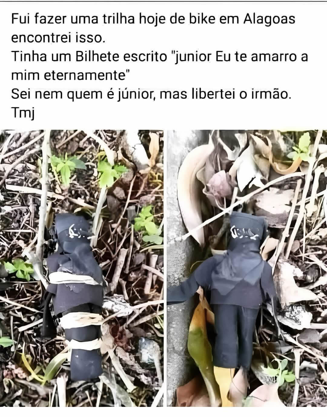Ciclista encontra feitiço no mato, liberta o Júnior e ganha XP em exorcismo!