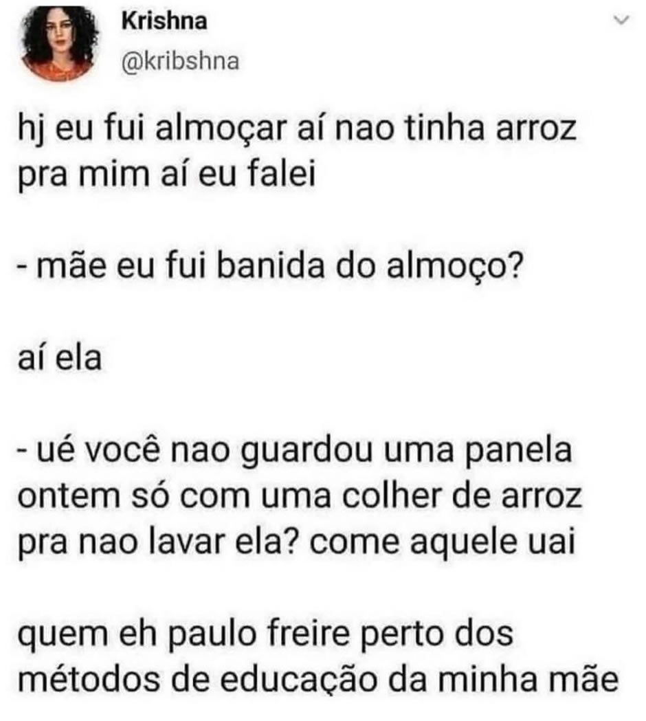 Mãe brasileira: doutora em pedagogia culinária e mestra em justiça instantânea