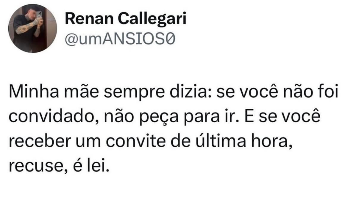 A lei sagrada dos convites da mãe brasileira