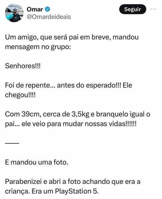 O bebê de 3,5kg que veio com garantia e HDMI O bebê de 3,5kg que veio com garantia e HDMI