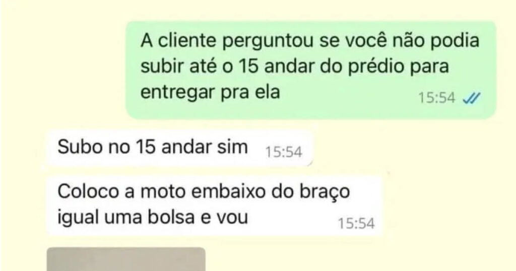 Quando o cliente pede e o entregador vira super-herói do nonsense