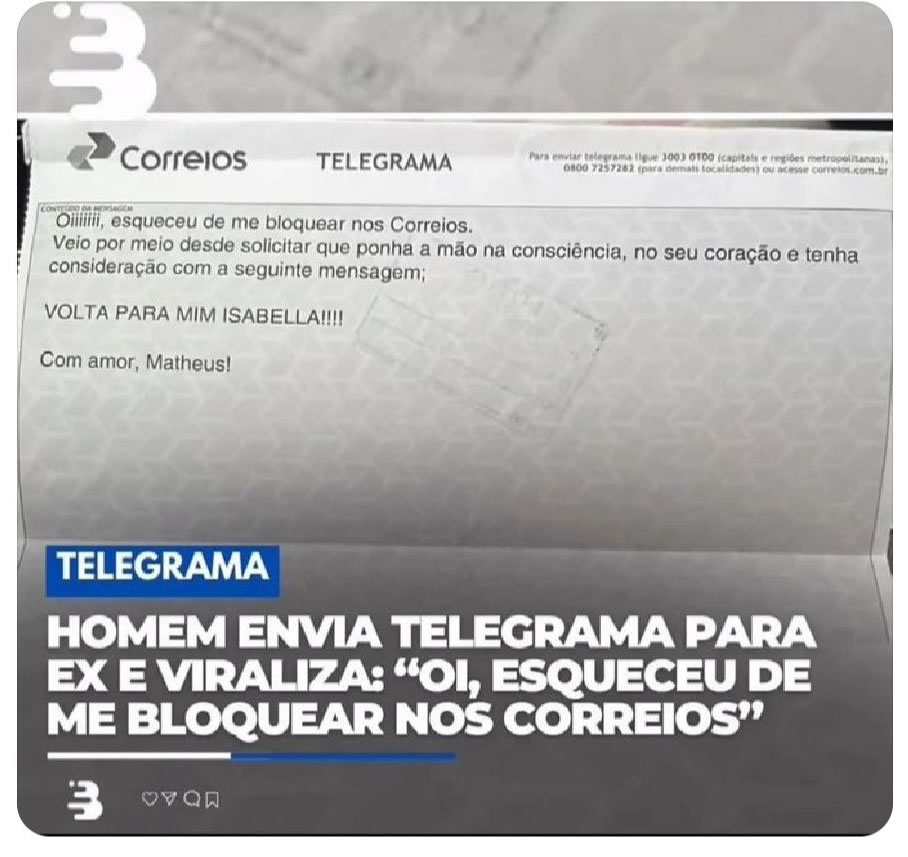 Quando o amor acaba, mas os Correios ainda acreditam
