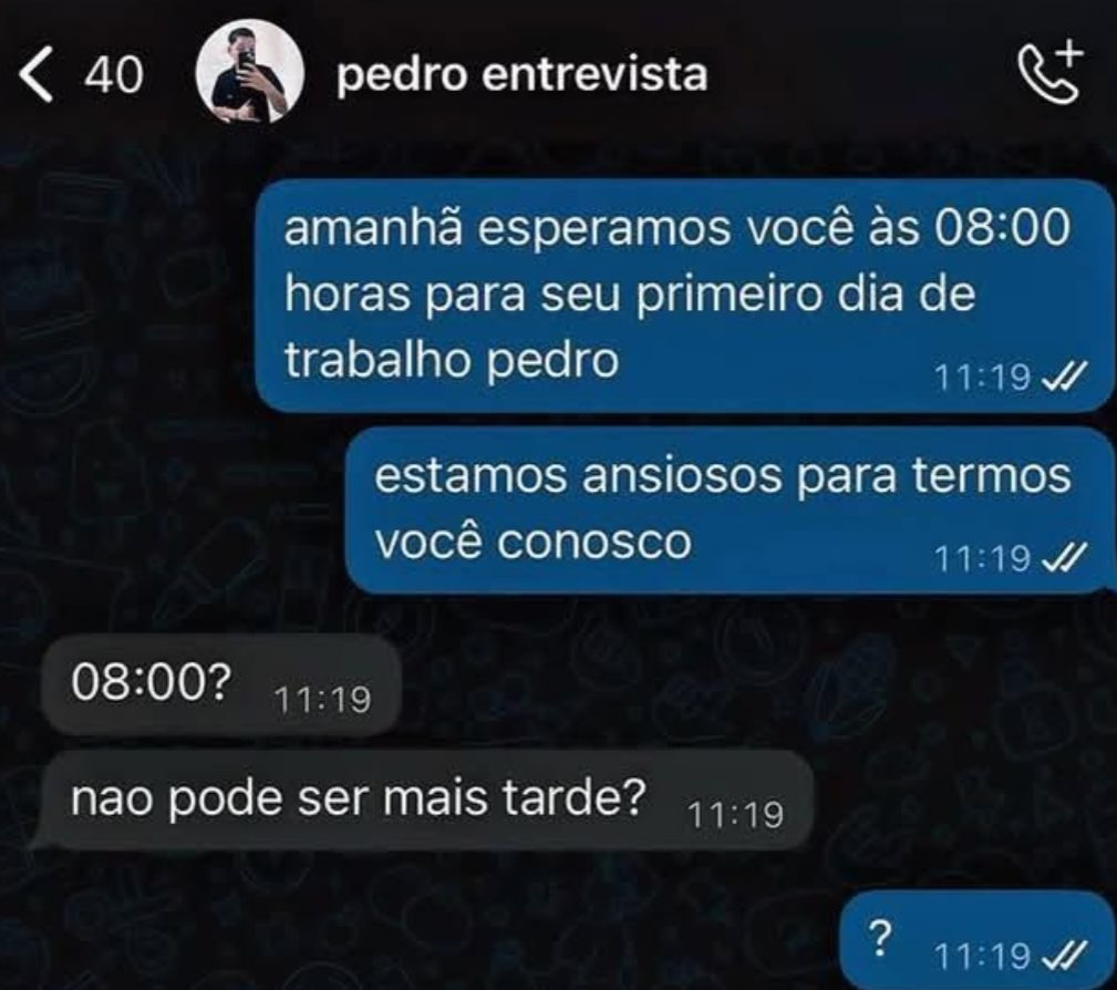 Quando o primeiro dia de trabalho já começa pedindo horário alternativo