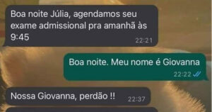 Mandaram mensagem errada e o brasileiro já quis sair empregado