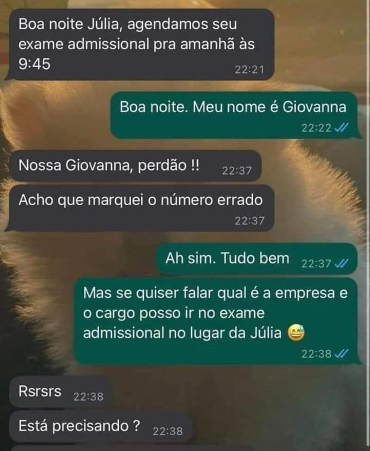 Mandaram mensagem errada e o brasileiro já quis sair empregado