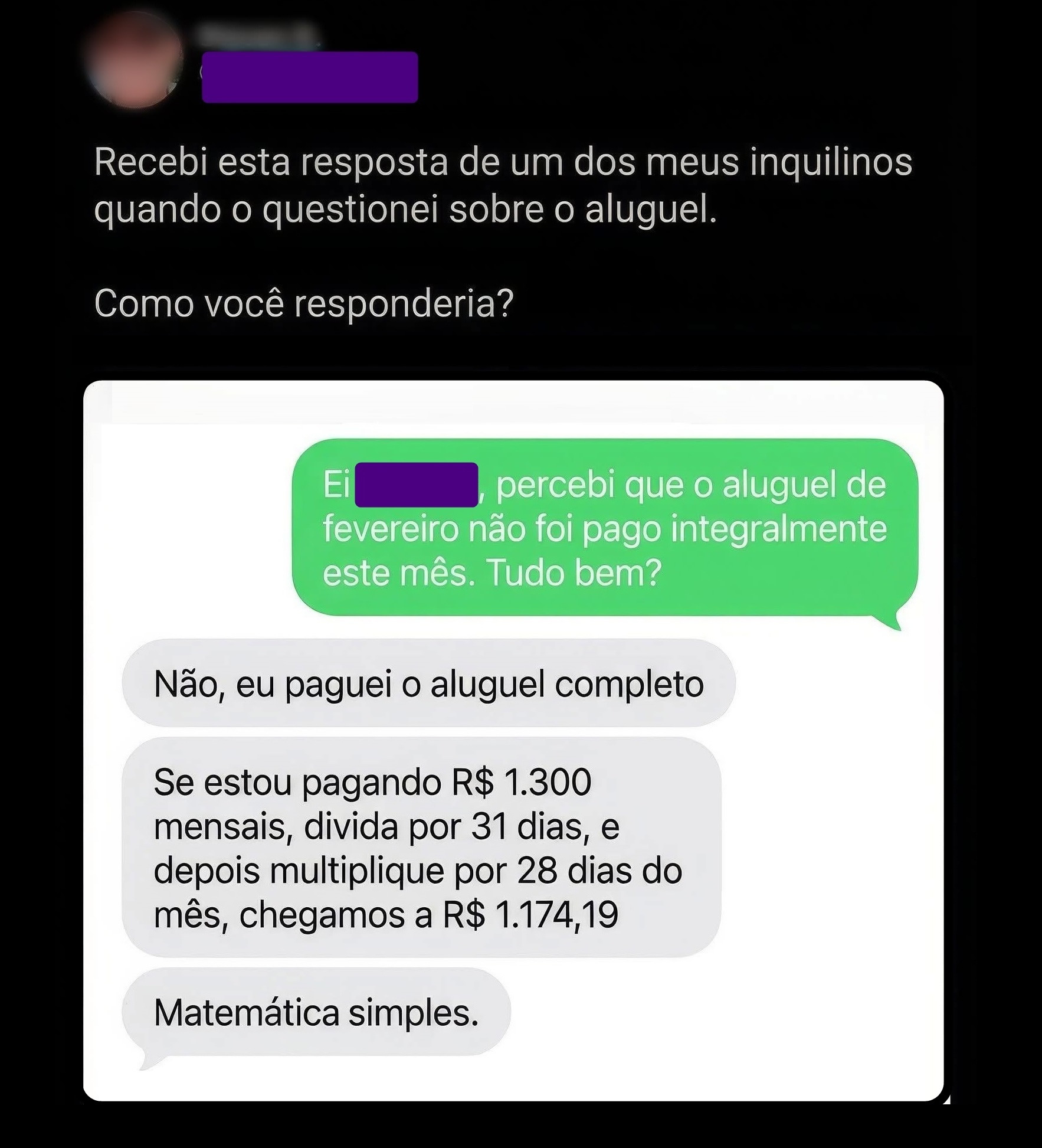 O inquilino que reinventou a matemática só pra pagar menos aluguel