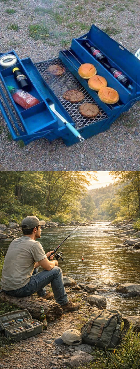 Quando o brasileiro transforma uma caixa de ferramentas em churrasqueira gourmet portátil Quando o brasileiro transforma uma caixa de ferramentas em churrasqueira gourmet portátil