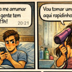 Quando o “já tô pronta” entra no modo infinito e o relógio desiste da vida