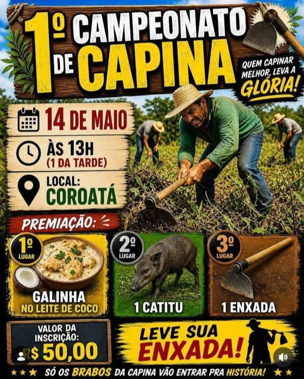 Brasil cria campeonato de capina e a premiação parece missão secreta do interior