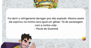 Brasileira tenta abrir refrigerante com cuidado e toma banho de guaraná na cara