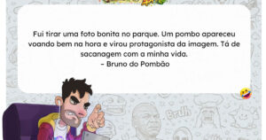 Brasileiro tenta tirar foto bonita no parque e é atropelado artisticamente por um pombo