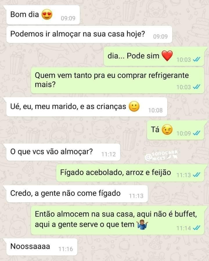 Convidada leva a família inteira pro almoço e descobre que casa dos outros não é restaurante