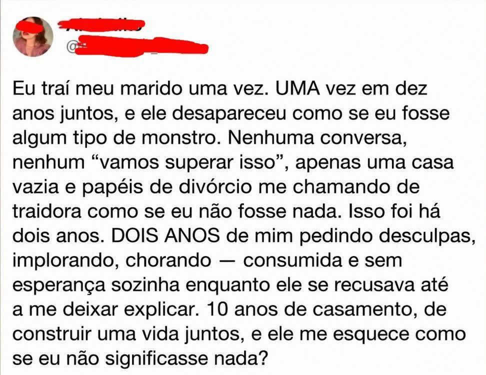 Ela achou que oi só uma vez era argumento suficiente pro casamento continuar