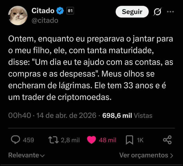 O trader de criptomoedas de 33 anos que finalmente prometeu ajudar nas contas da mãe
